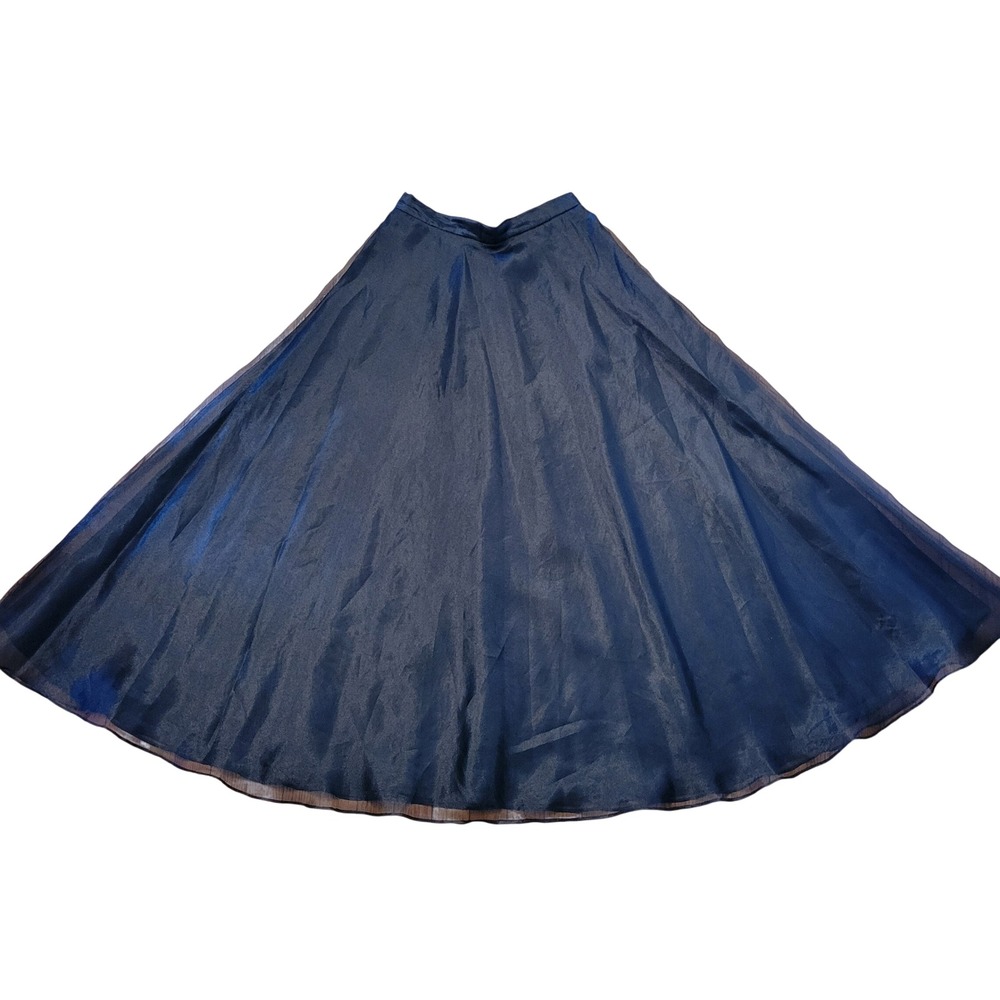 JBS Black Maxi Skirt Sheer Overlay Full Circle A Line 12 Goth‎ Formal Coquette